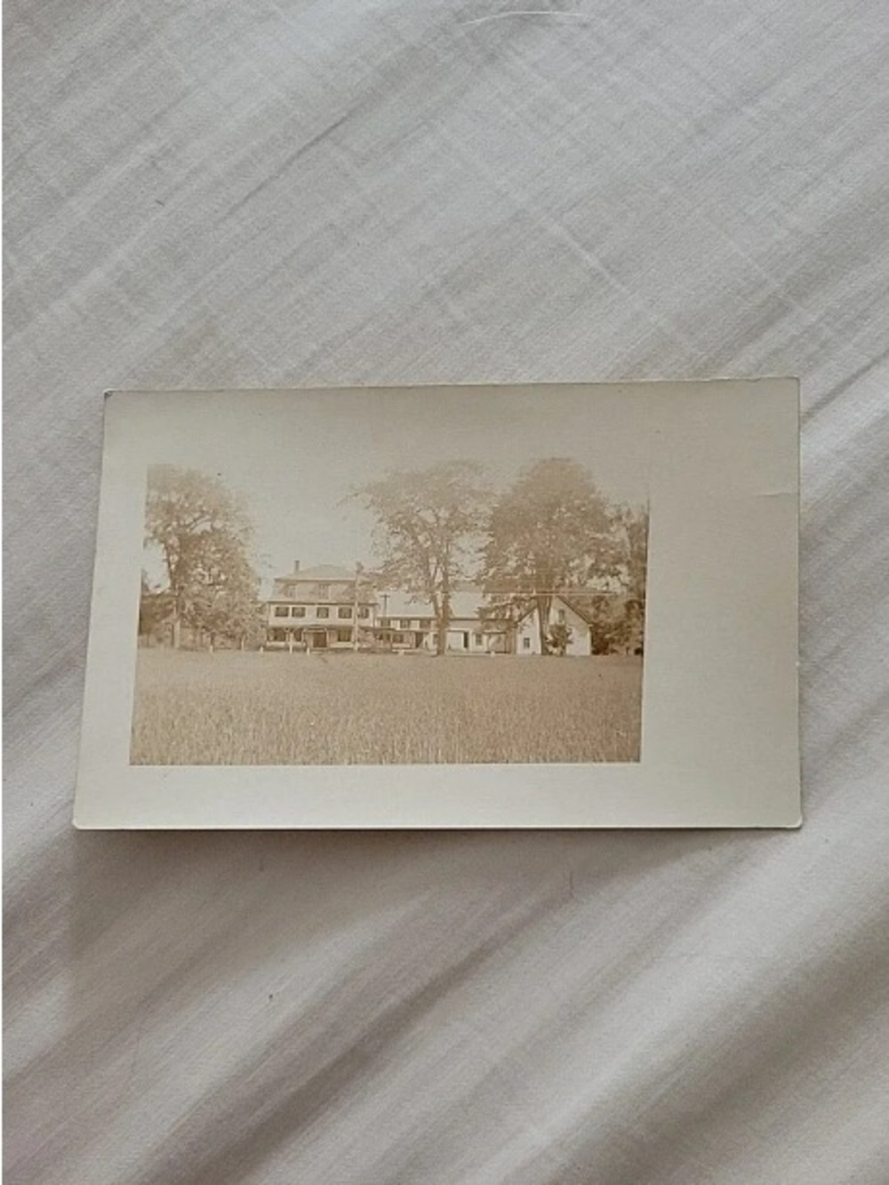 Vintage Sepia Photo Card - Cream Landscape House Print